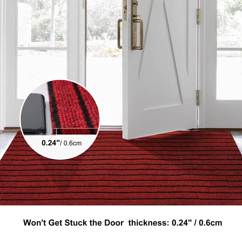 Runner Rug Hallway Non Slip Rubber Back Custom Size As Carpet Doormat Throw Rug Red Striped, Runner 3' x 71'