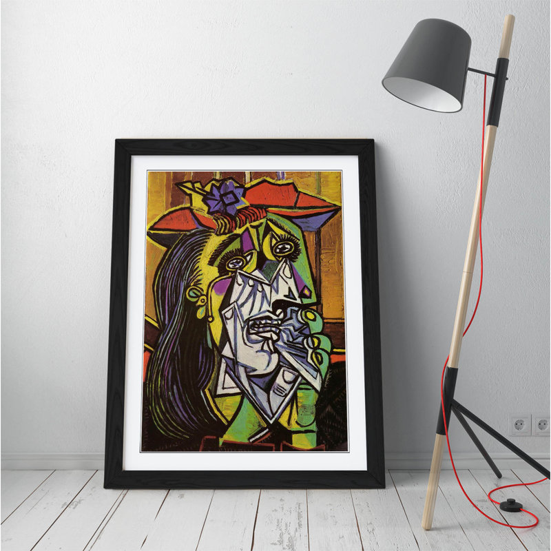 Picasso Weeping Woman Red Purple - Single Picture Frame Painting on Canvas, Black Framed, 89cm H x 64cm W x 2cm D