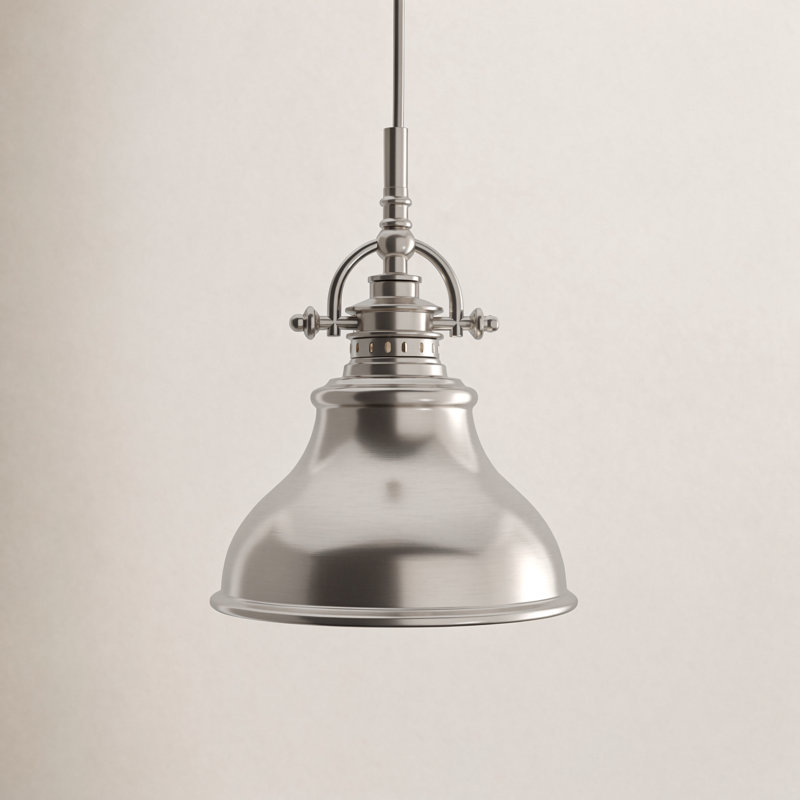 Luminaire suspendu simple en dôme Rosalyn, Nickel brossé, H 9 po x l 8 po x P 8 po