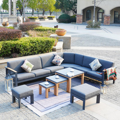 Ensemble de patio 9 pièces avec coussins 9 pièces