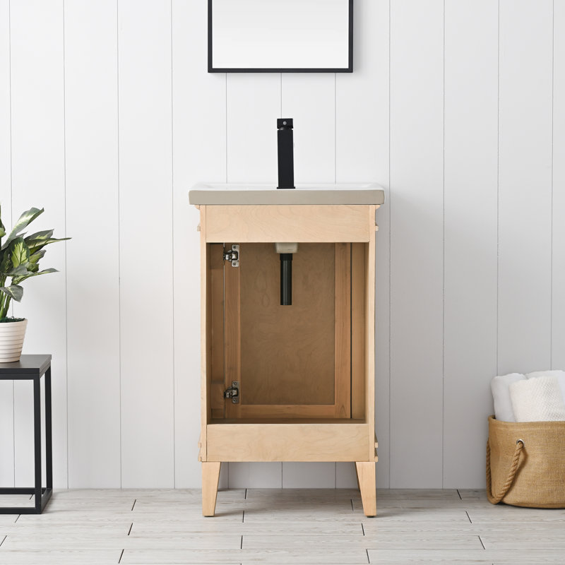 Ensemble de meuble-lavabo simple 20 po Reynaldo, Teak White Rustic