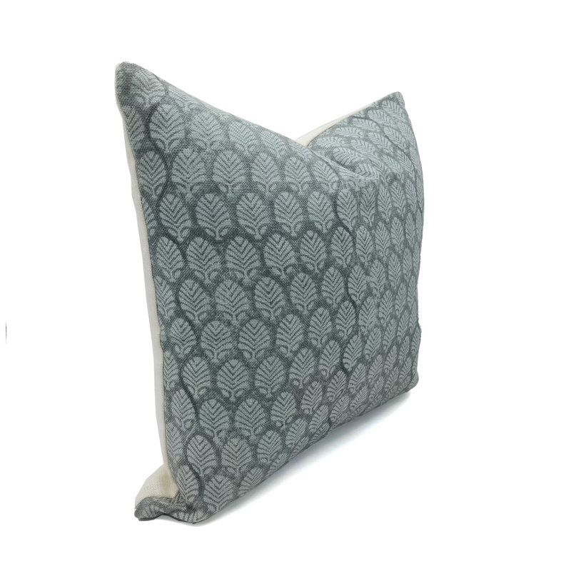 Sanganeri Jaal Linen Square Pillow Cover, 14"H x 14"W
