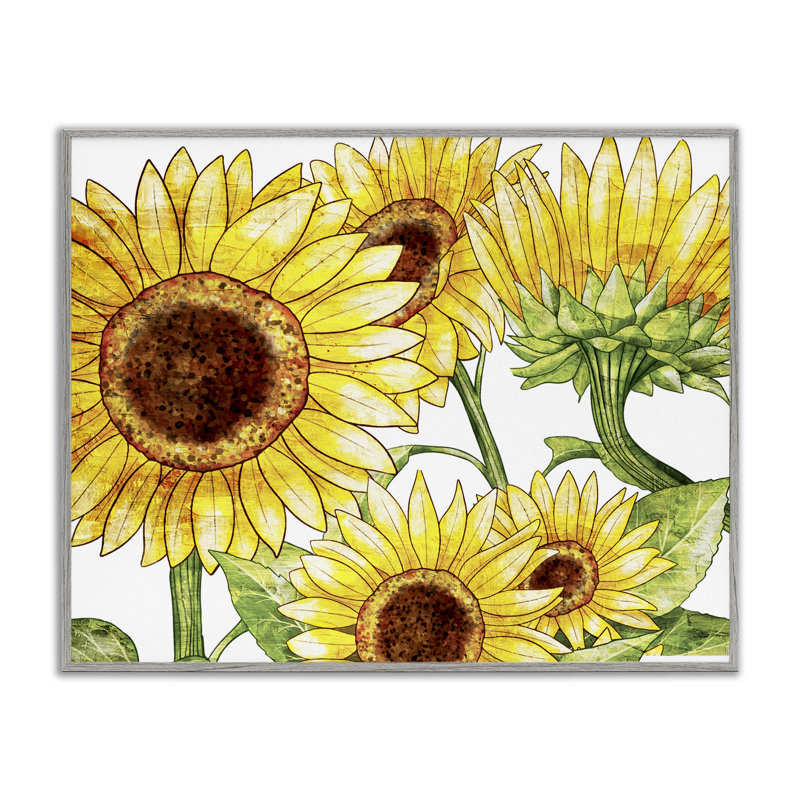 Giclée encadrée «Peeking Sunflower Blooms», conception de Kim Allen, H 16 po x l 20 po, Estampe numérique Farmhouse