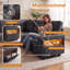 Grand canapé-lit modulaire en L 107 po en chenille avec méridienne, siège d'angle, accoudoir de rangement et orifices de recharge de 107 po, gris foncé-349172691-348757676