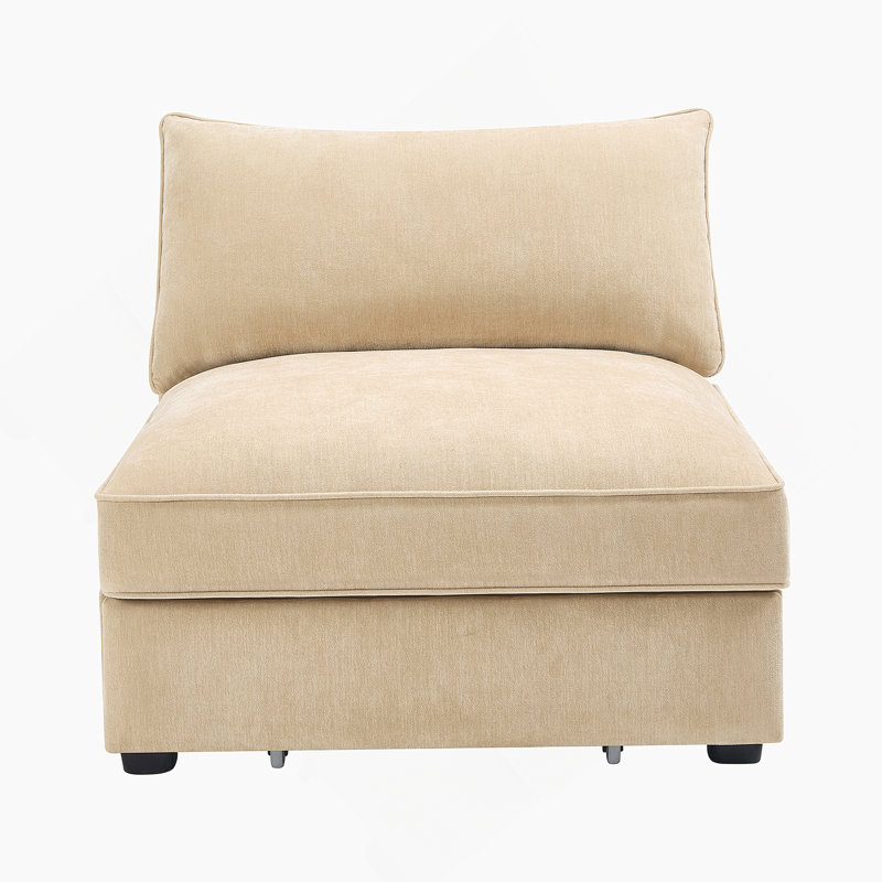 Armless Sofa Velvet - Wheat