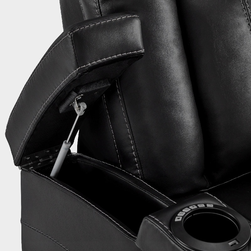Fauteuil inclinable électrique avec appui-tête réglable, sièges de cinéma maison avec plateau pivotant et éclairage DEL, Noir