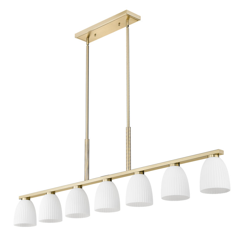 Mateo Modern Linear Chandelier, Gold, 18.25" H x 64" W x 6" D, 7 Lights