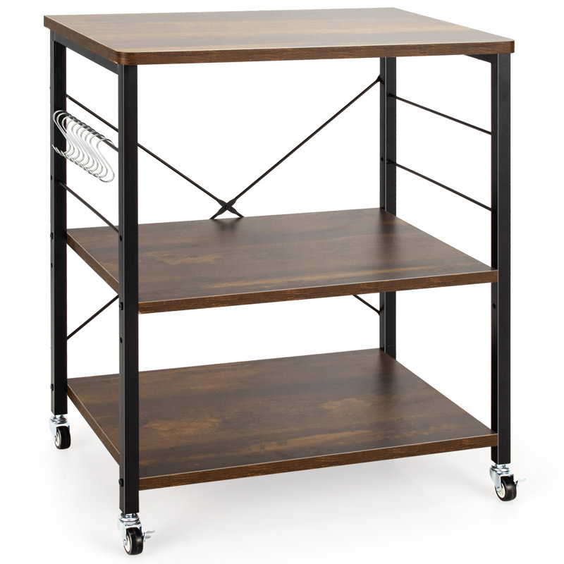 73cm H x 60cm W Utility Cart, Dark Brown Wood