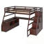 Lit mezzanine double avec 7 tiroirs, 2 tablettes et bureau-717546569