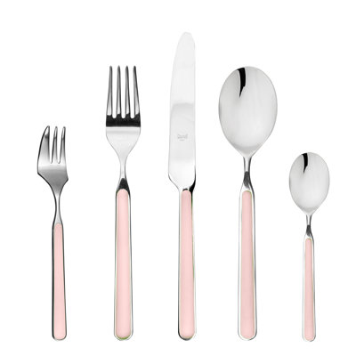 Ensemble de couverts Fantaisie avec fourchettes à gâteaux - 30 pièces - Rose pâle