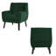 Fauteuil rembourré en velours vert avec dossier en bois massif Davey-623009444