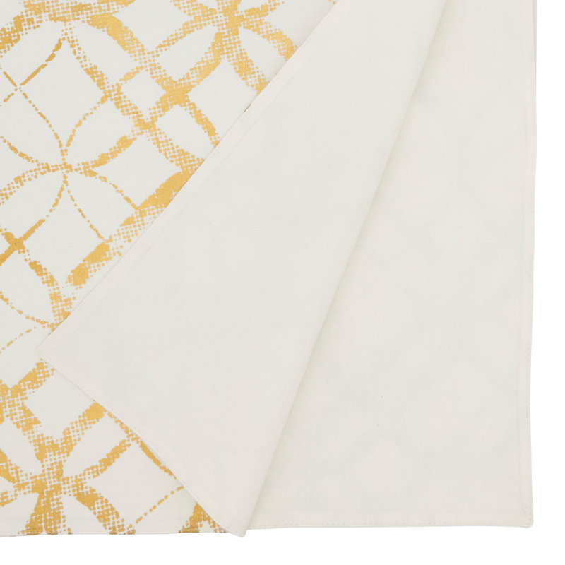 Gold Metallic Foil Print Cotton Table Runner