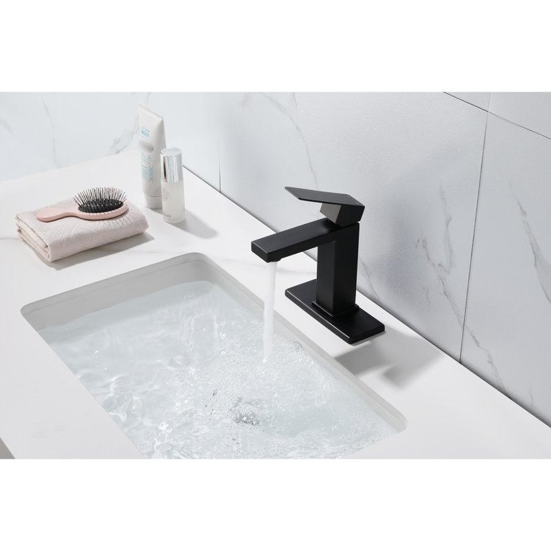 Robinet de lavabo de salle de bain à poignée simple avec trop-plein, noir mat, débit d'eau rempli de bulles et finition antirouille
