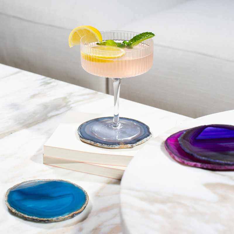 Anna New York Agate Round Coaster, Azure