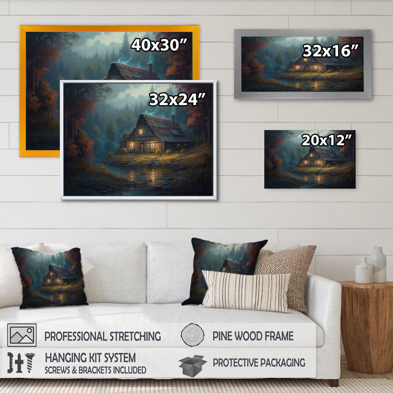 «Rumonda Forest Escape Cabin II», reproduction sur toile, H 24 po x l 32 po x P 1 po, Toile tendue