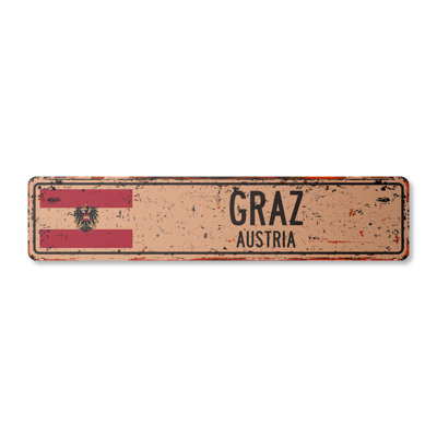 Plaque de rue Graz At Aluminium 6 po x 24 po