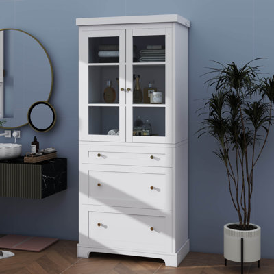 70.1-Inch Modern Tall Free-Standing Bathroom Cabinet With 3 Drawers