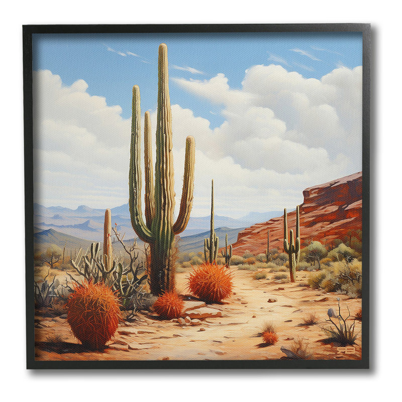 «Cloudy Desert Path», art de la giclée encadrée par RB, H 17 po x l 17 po, Giclée encadrée noir minuit