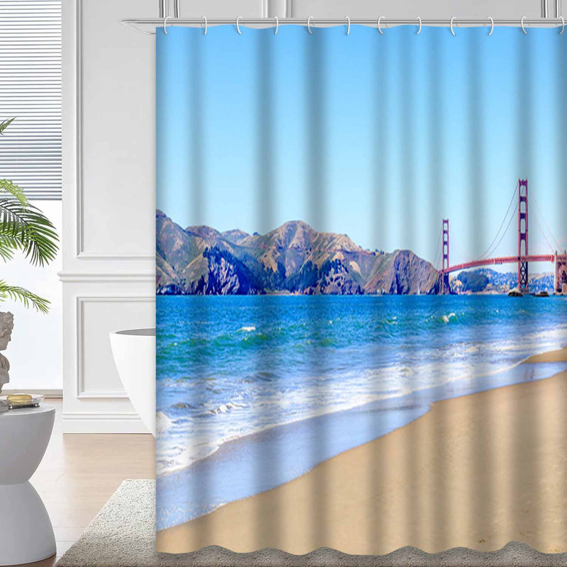 Rideau de douche avec 12 crochets Golden Gate Bridge, L 72 po x l 72 po