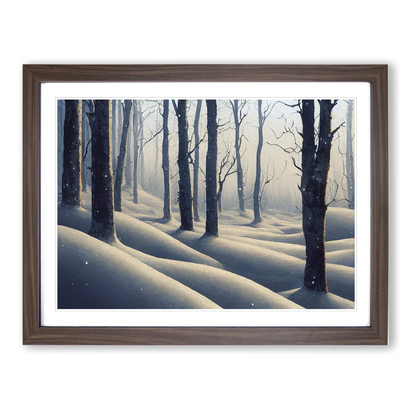 Flourishing Winter Forest - Single Picture Frame Print, 34cm H x 46cm W x 2cm D, Walnut
