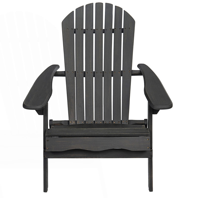 Rustic Adirondack Chair With Foldable Design, Dark Gray