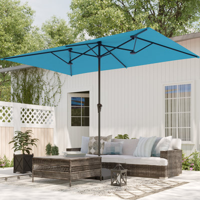 Parasols de table de patio à double face avec auvent résistant aux rayons UV et manivelle