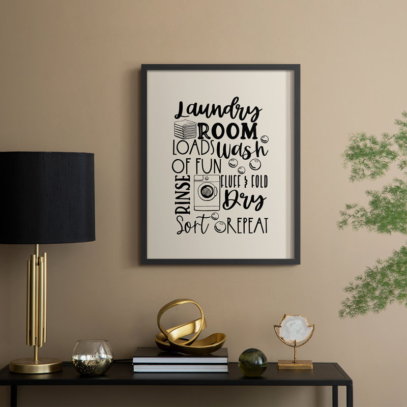 Laundry Room Framed Print - Solid Wood, Black, 11" H x 9" W
