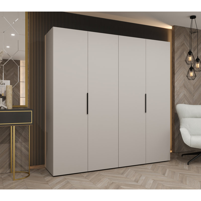 Manufactured Wood Wardrobe, cashmere + handles: black