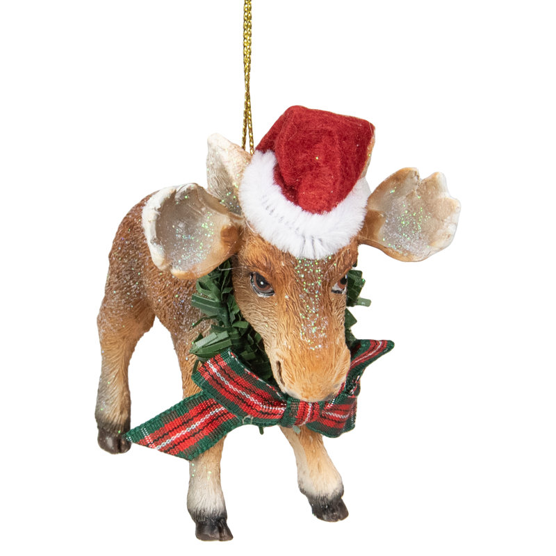 Ornement de Noël 3,5 pouces avec chapeau de père Noël et nœud écossais