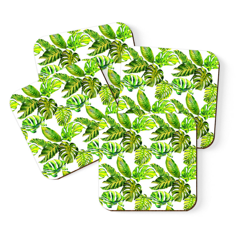 Sous-verre à feuilles carrées Palm Monstera