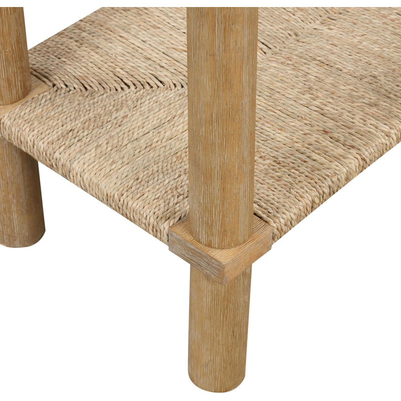 Console en bois massif et en ruppie maritime avec tiroirs - Table d'entrée / de couloir bohémienne