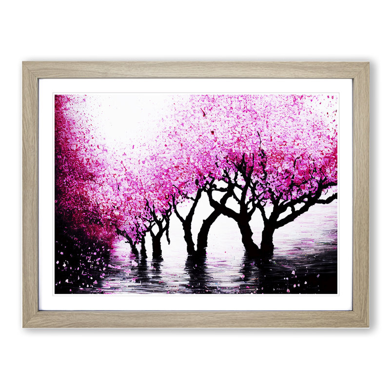 Cherry Blossom Tree - Single Picture Frame Painting, 34cm H x 46cm W x 2cm D, Oak