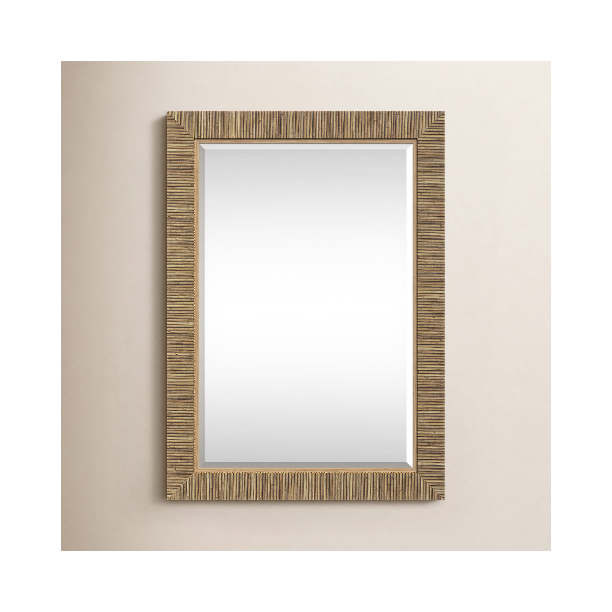 Hereen Rectangle Wall Mirror, Brown, 35" x 25"