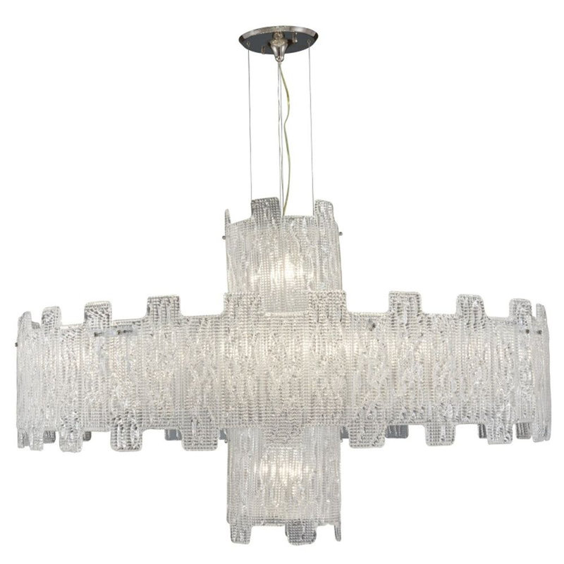 Venetian Light Kitchen Island Pendant Chandelier, Antique Copper, 18" H x 24" W x 24" D, Clear