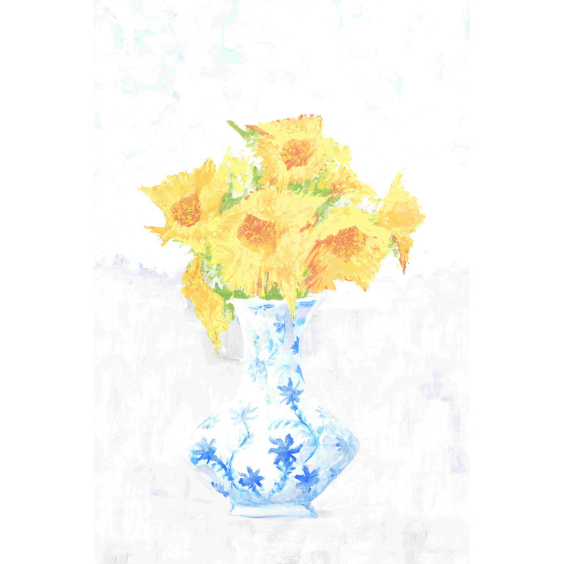 Vase à motif avec fleurs, H 18 po x l 12 po