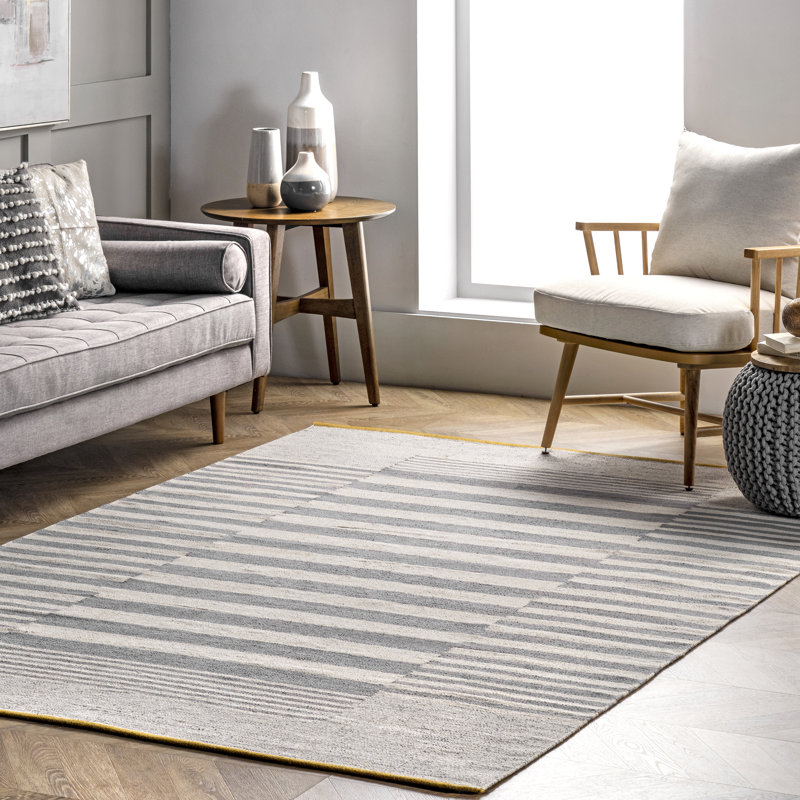 Cotton Striped Indoor Rug, Rectangle 6' x 9'