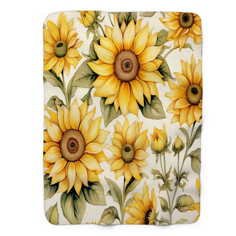 Sunflower Art - 1 pièce Sherpa Premium, Grand lit