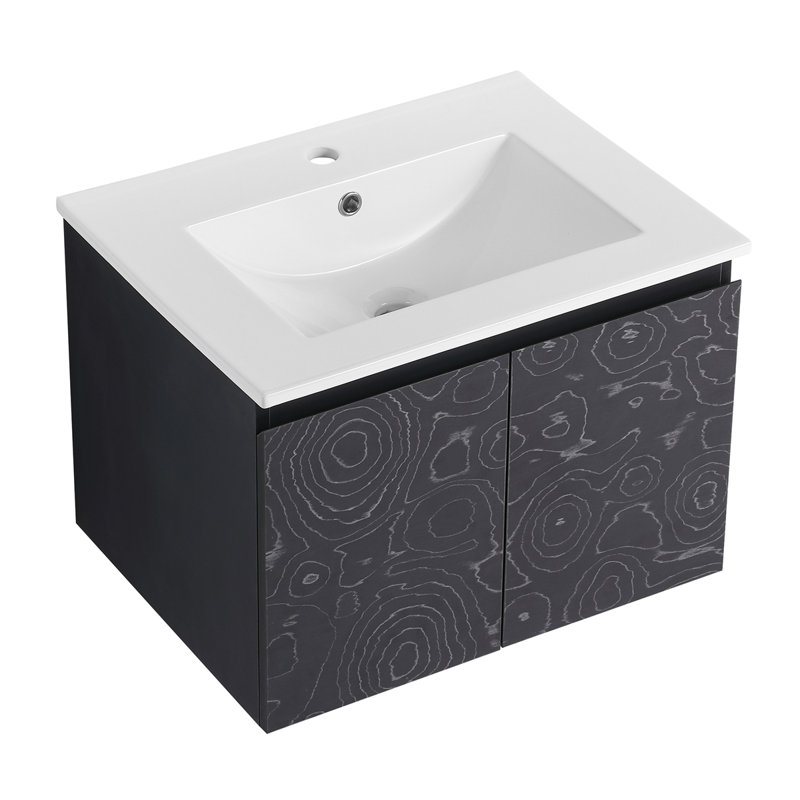 Meuble-lavabo flottant mural avec lavabo en céramique