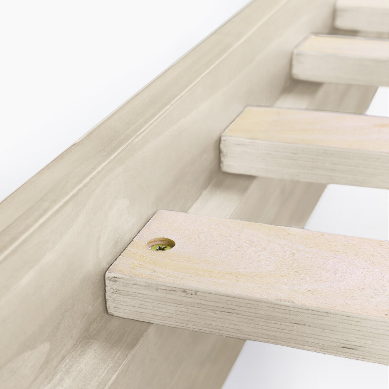 Lit plateforme en bois massif Dedrie, Simple TG, Blanc délavé