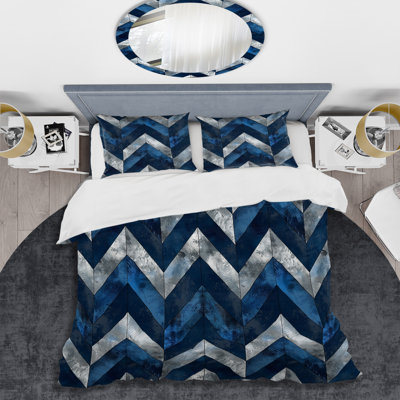 Ensemble de housse de couette transitionnelle Blue Chevron Glam