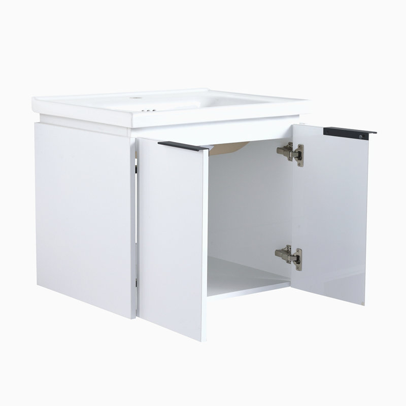 Meuble-lavabo à fermeture en douceur 36 po avec lavabo et petites tablettes de rangement
