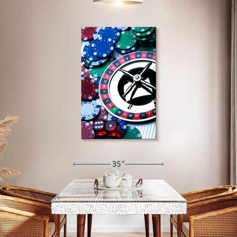 Senne Roulette Wheel And Chips, 45" H x 30" W