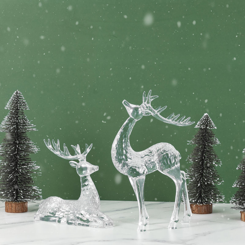 Ensemble de 2 décorations de table de Noël renne en acrylique