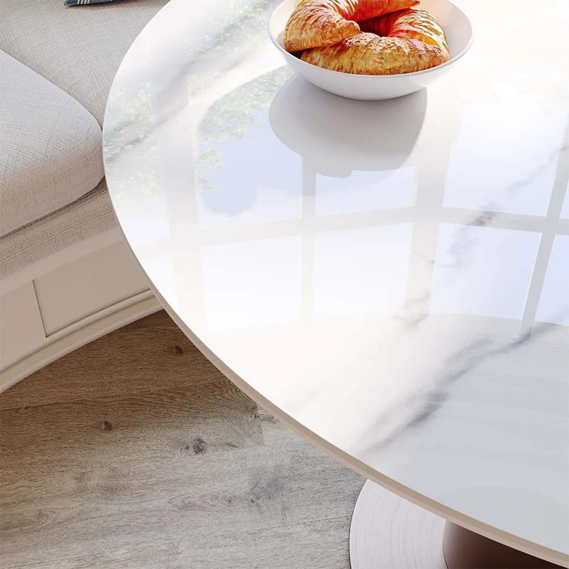 Table de bistro Nagela, H 29,53 po x L 35,43 po x l 35,43 po, Blanc lustré