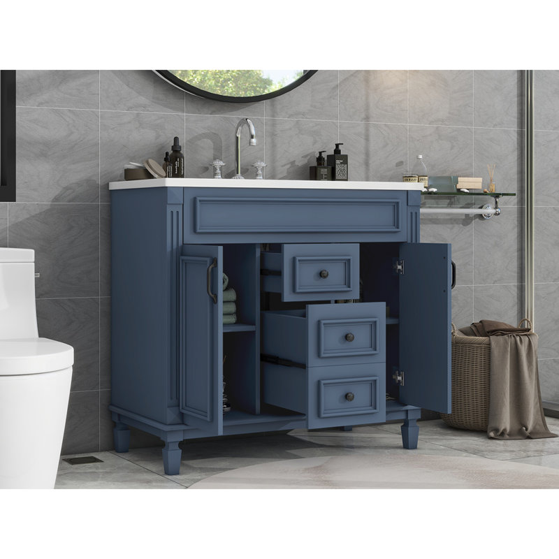 35.9'' Single Bathroom Vanity Base  in Blue   With Sink