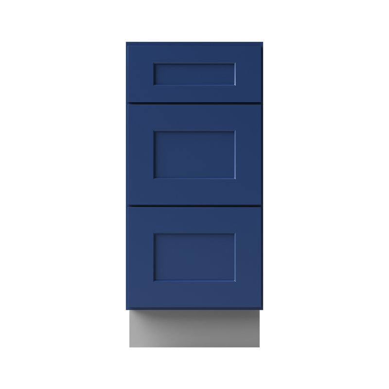 Armoire de cuisine en bois massif prête à assembler, Shaker bleu, 15"