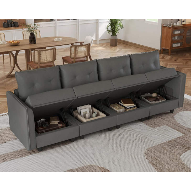 Causeuse 112 po avec rangement Zendajas, gris