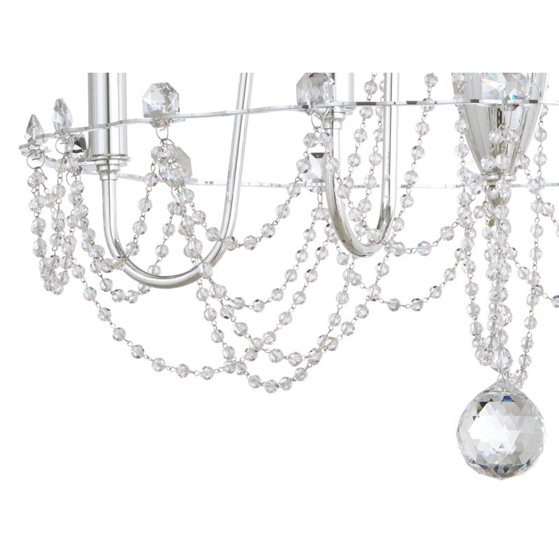 Esmery 6 - Light Chandelier, Clear Heritage Crystal, White