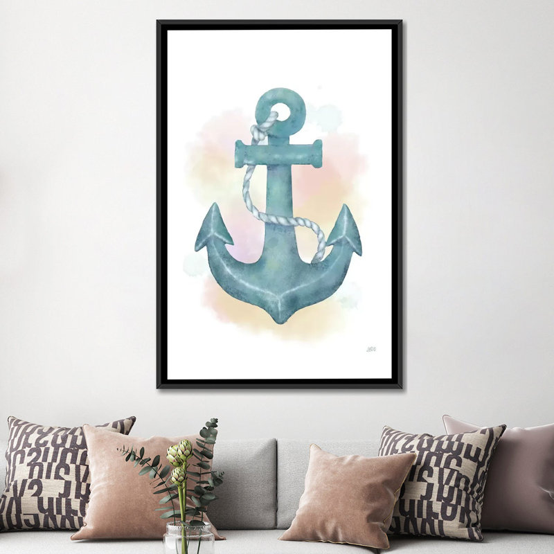 « aquarelle anchor », impression sur toile, Toile avec cadre noir, H 48 po x l 32 po x P 1,5 po