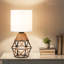 Lampe de table Boho avec abat-jour en tissu blanc, lampe de table de chevet avec interrupteur marche / arrêt